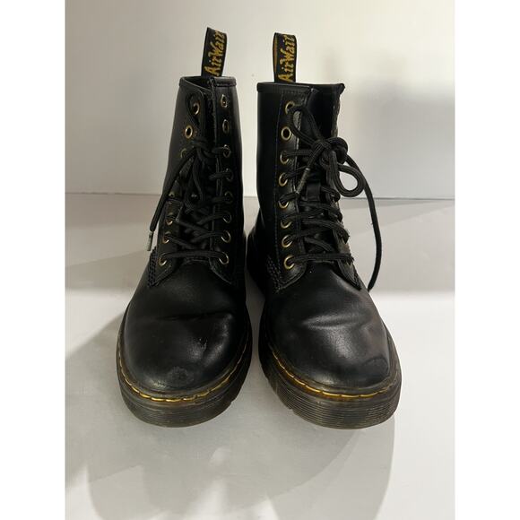 Dr. Doc Martens Air Wair Zavala Combat Boots Black Leather Womens 6 Mens 5 - Picture 5 of 10